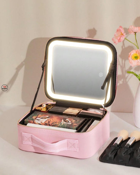 Organizador de Maquillaje Portátil con Espejo LED