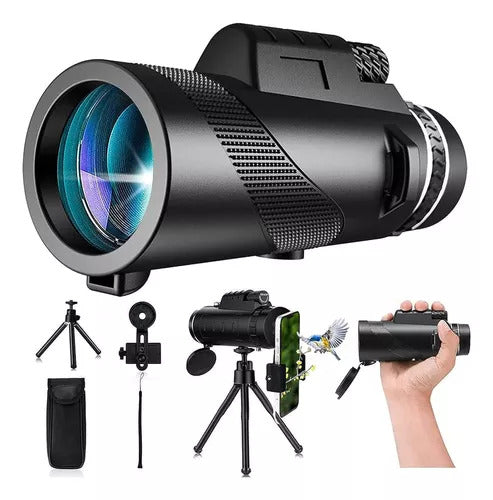 Telescopio Monocular para movil 80x100 color Negro